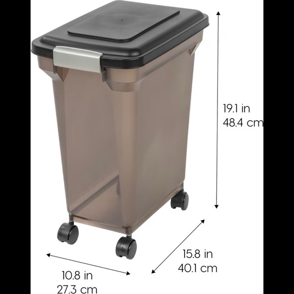 ◾️IRIS USA 22lb WeatherProof Airtight Pet Food Storage Container-Smoke🟫 - Picture 3 of 4